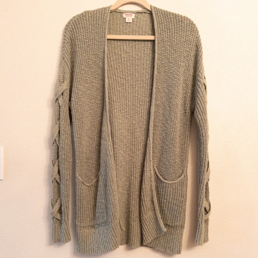Mossimo Dusty Green / Sage Cardigan with Cross Detail on Sleeves
